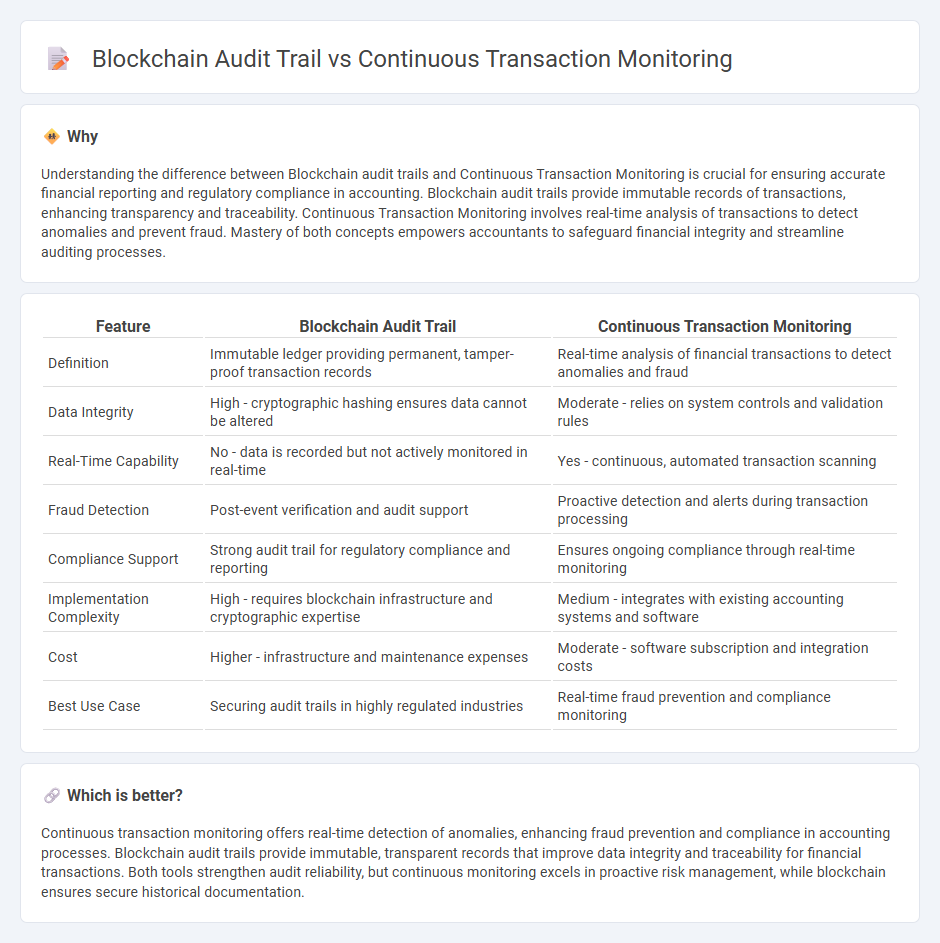 Blockchain Audit Trail vs Continuous Transaction Monitoring in Accounting