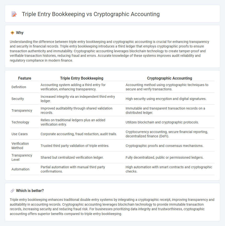 Triple Entry Bookkeeping vs Cryptographic Accounting in Accounting