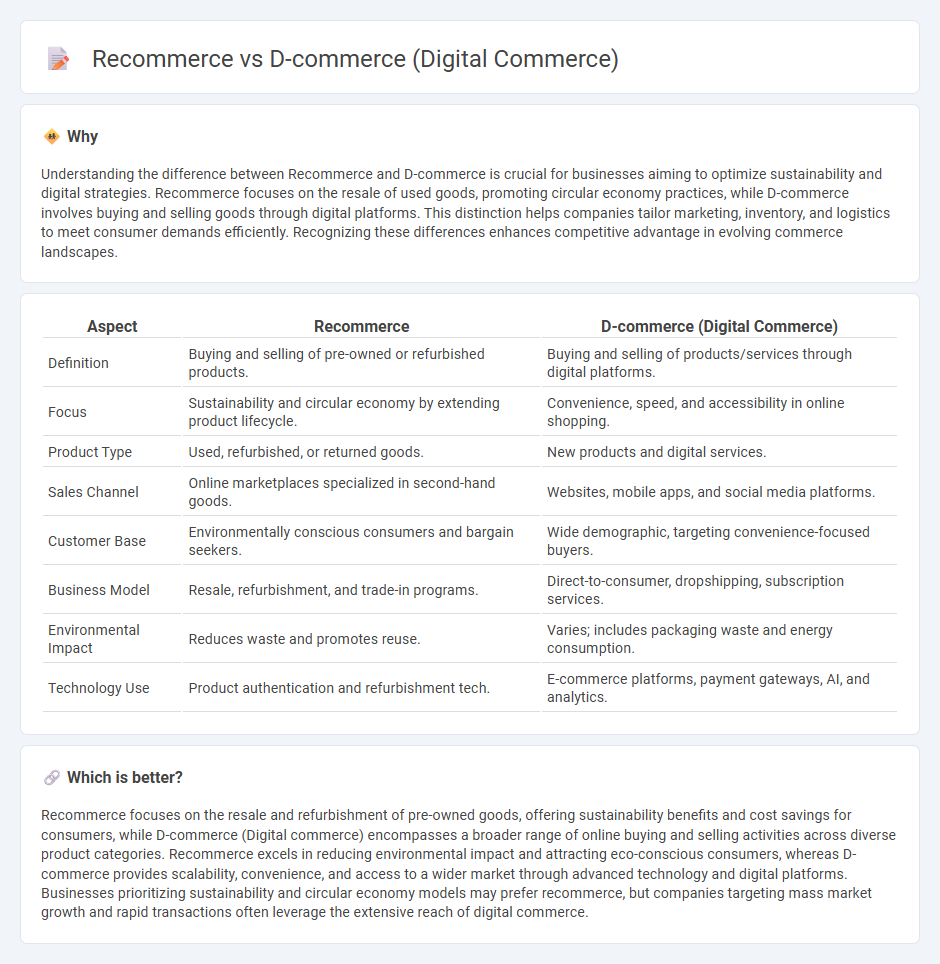 Recommerce vs D-Commerce (Digital Commerce) in Commerce