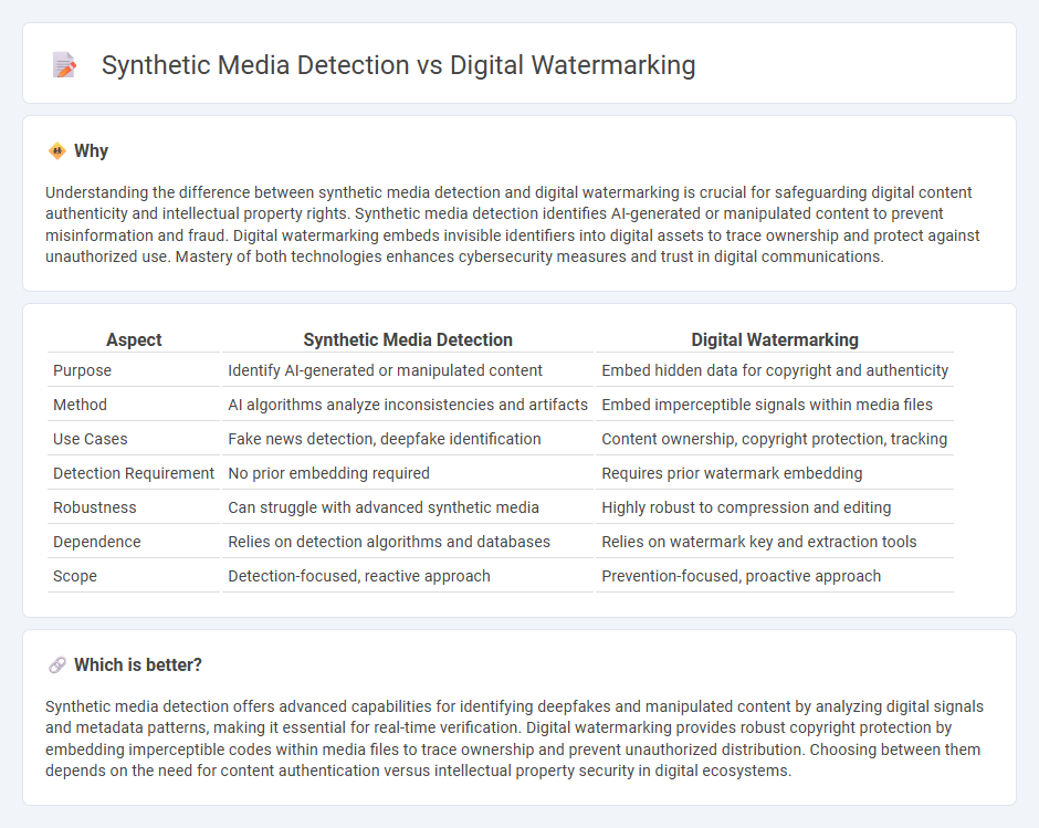 Synthetic Media Detection vs Digital Watermarking in Technology