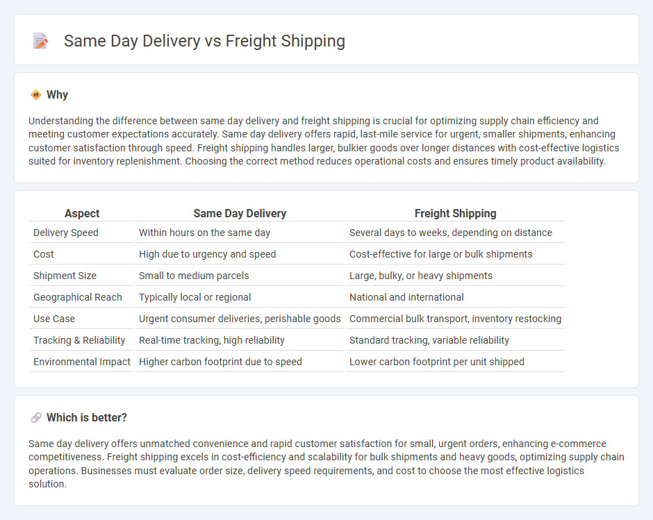 Same Day Delivery vs Freight Shipping in Commerce