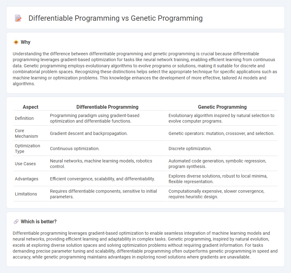 Differentiable Programming vs Genetic Programming in Technology