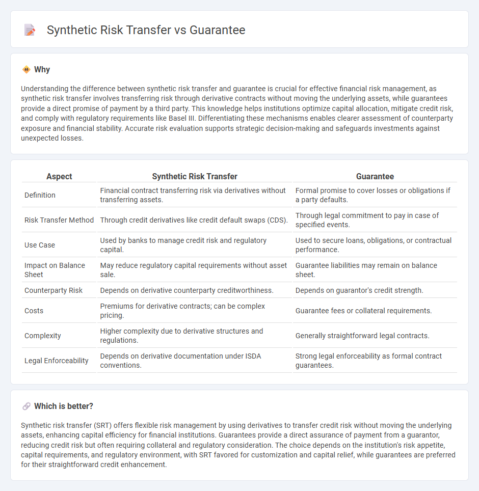 Synthetic Risk Transfer vs Guarantee in Finance