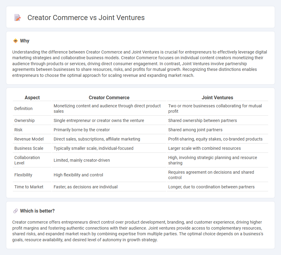 Creator Commerce vs Joint Ventures in Entrepreneurship