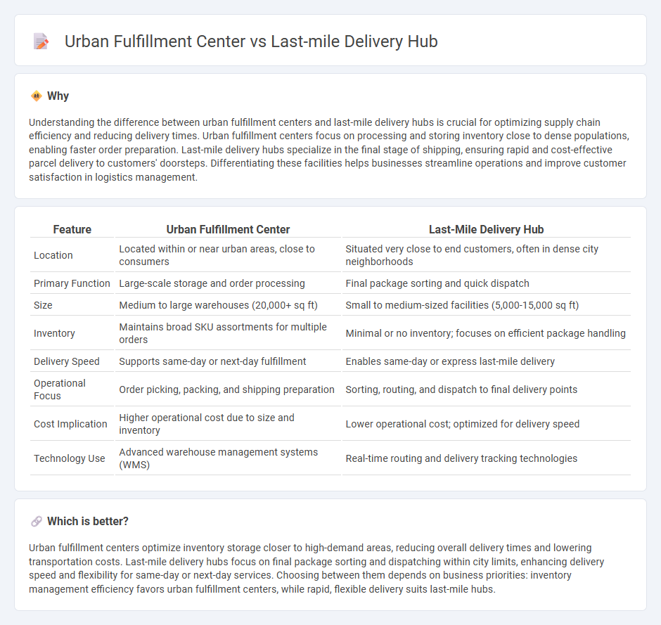 Urban Fulfillment Center vs Last-Mile Delivery Hub in Logistics