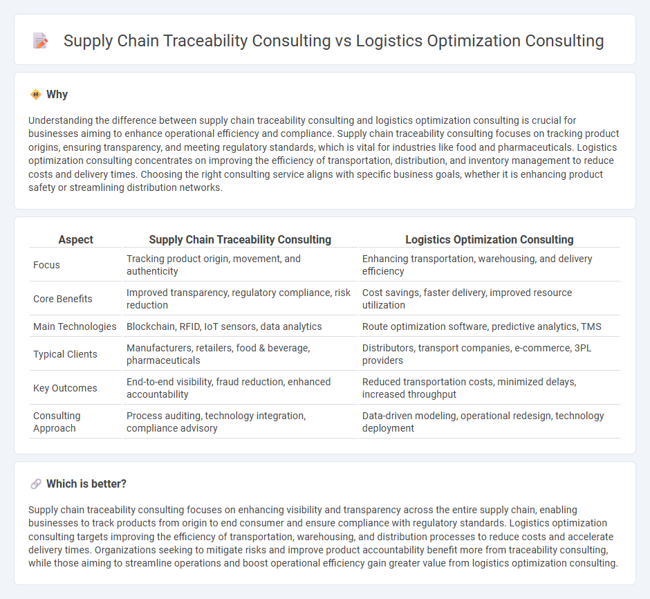 Supply Chain Traceability Consulting vs Logistics Optimization Consulting in Consulting