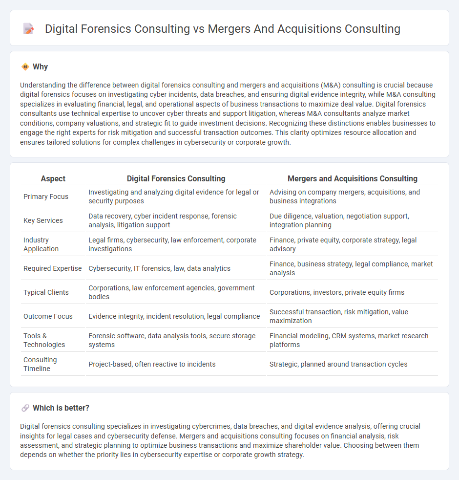 Digital Forensics Consulting vs Mergers And Acquisitions Consulting in Consulting