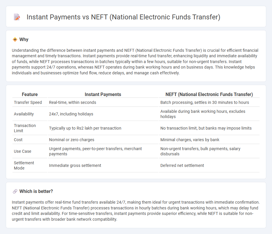 Instant Payments vs Neft (National Electronic Funds Transfer) in Banking