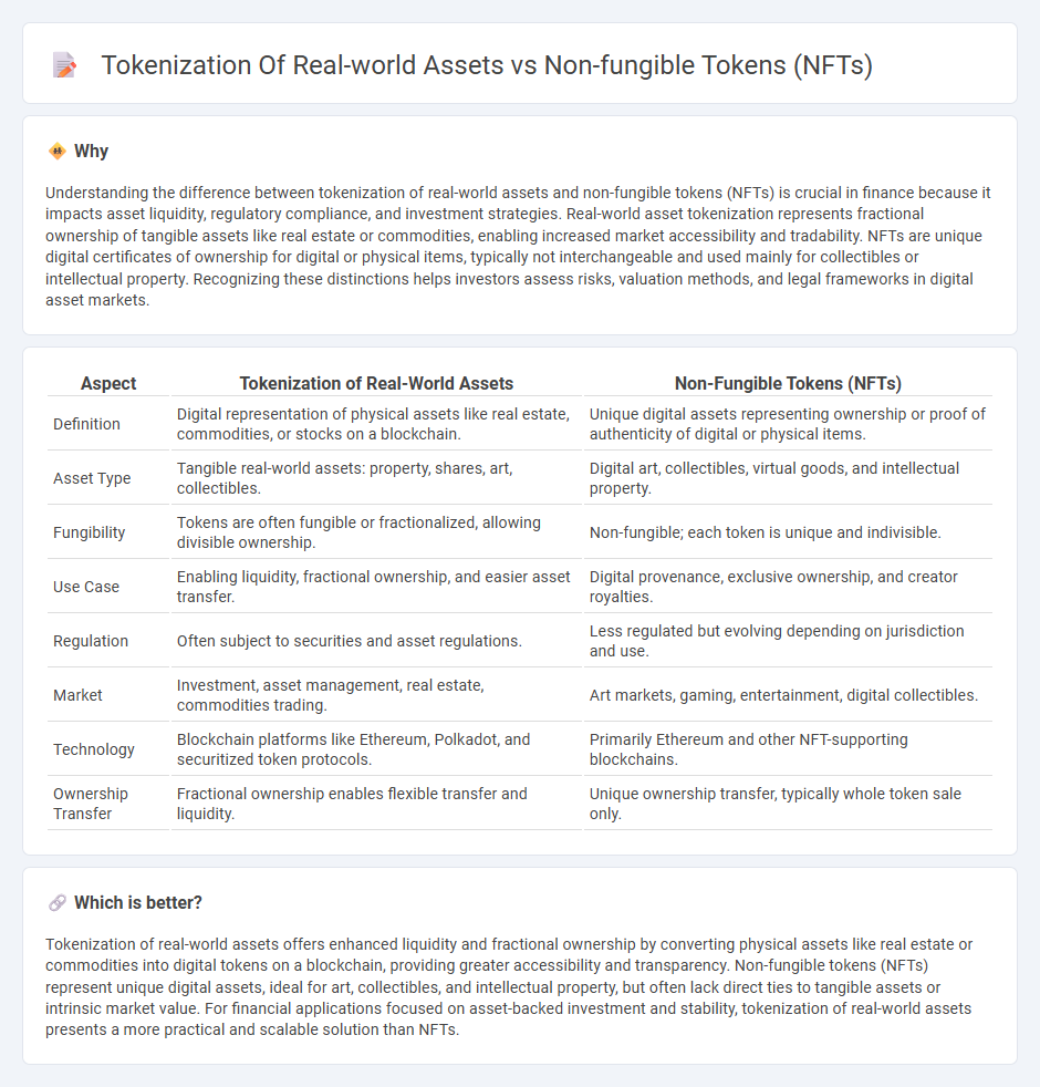 Tokenization Of Real-World Assets vs Non-Fungible Tokens (Nfts) in Finance