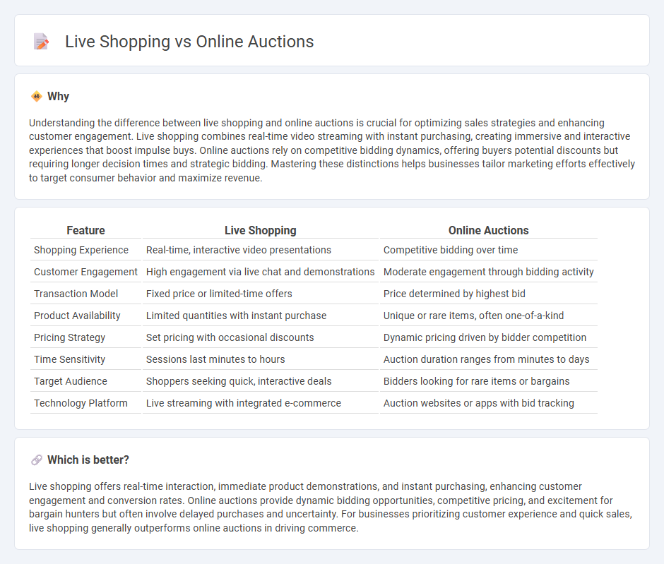 Live Shopping vs Online Auctions in Commerce