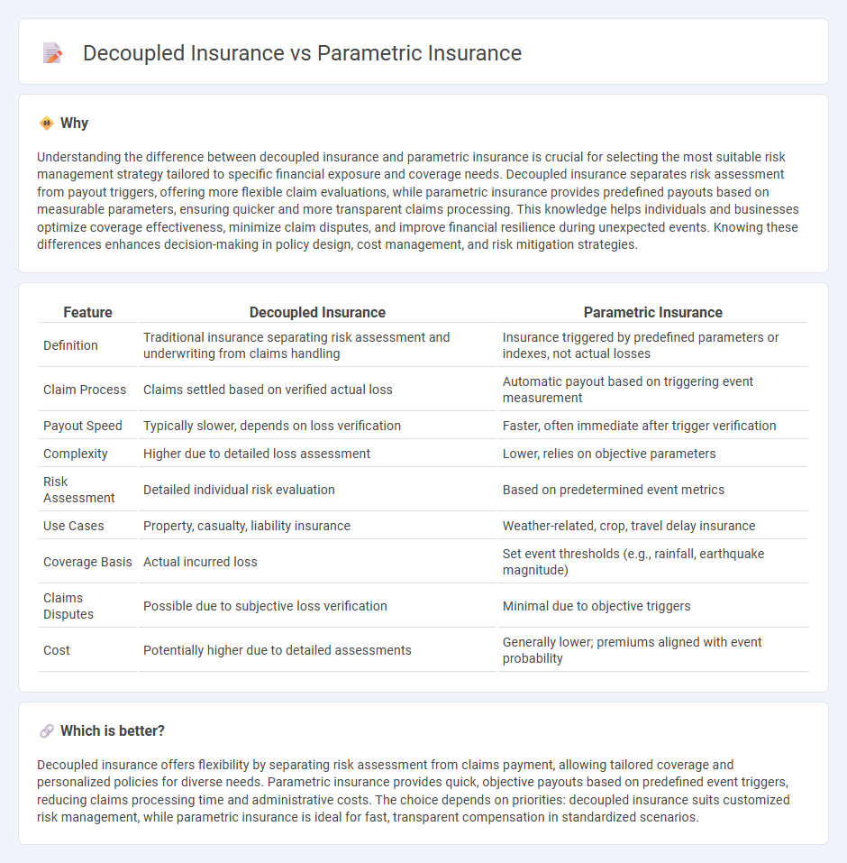 Decoupled Insurance vs Parametric Insurance in Insurance