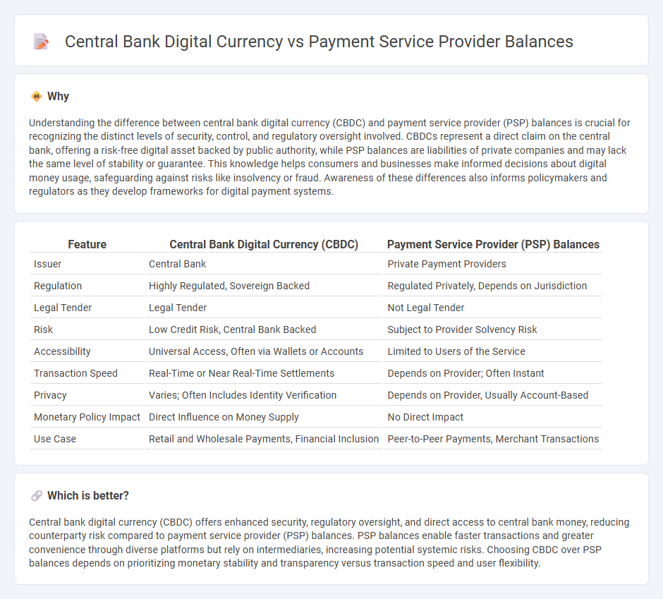 Central Bank Digital Currency vs Payment Service Provider Balances in Banking