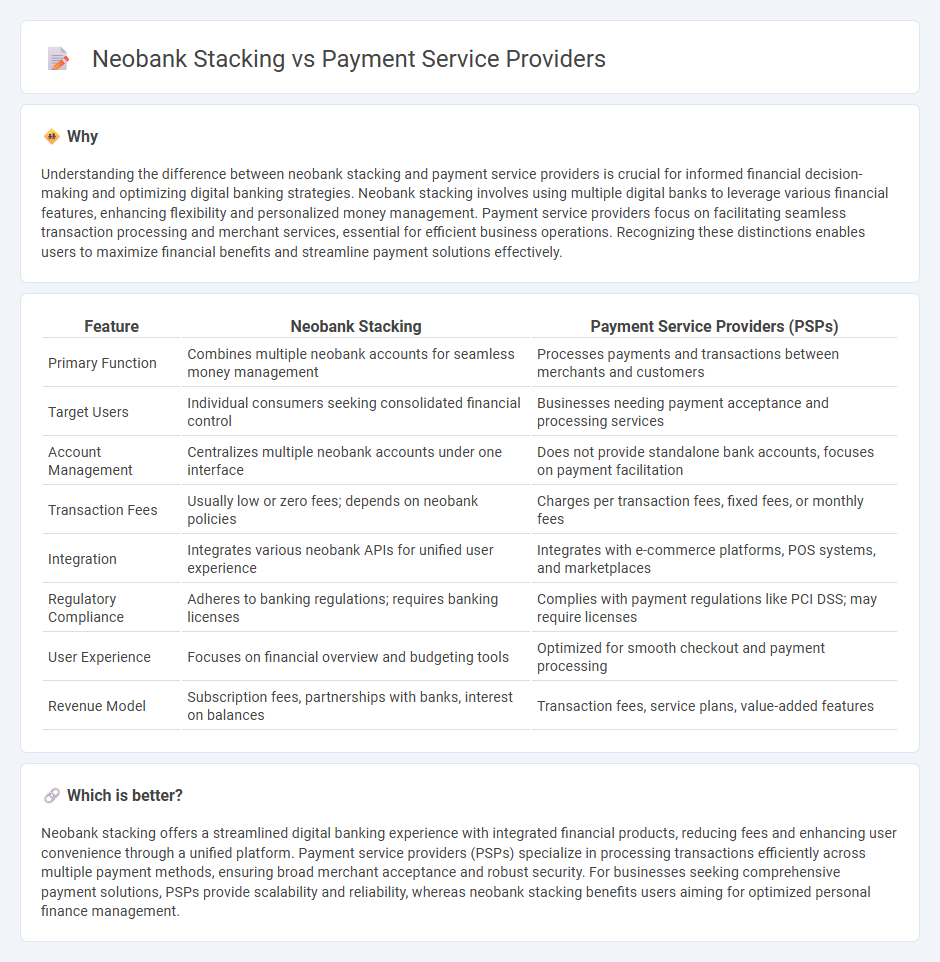 Neobank Stacking vs Payment Service Providers in Economy