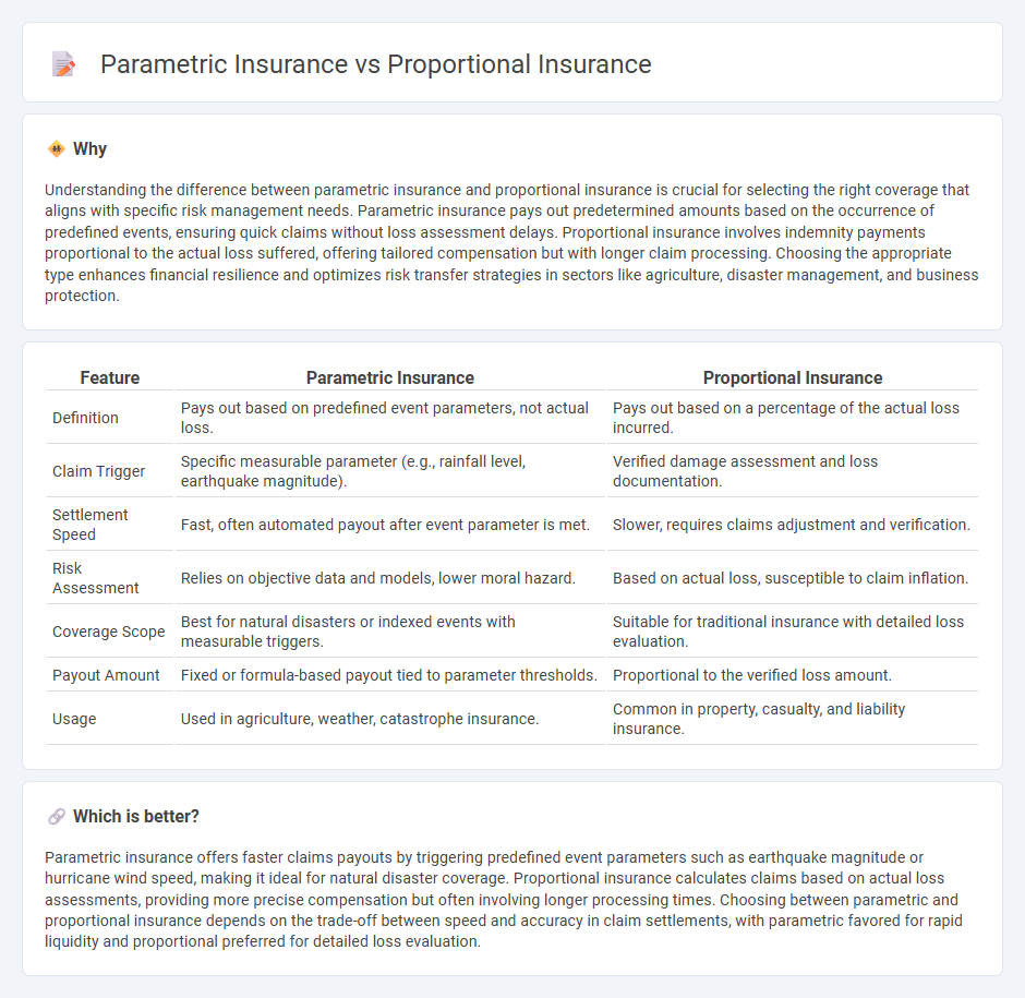 Parametric Insurance vs Proportional Insurance in Insurance