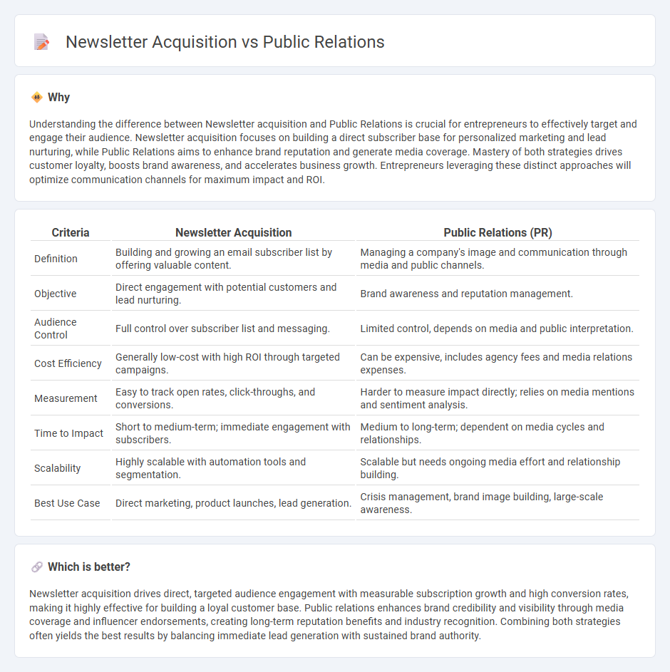 Newsletter Acquisition vs Public Relations in Entrepreneurship