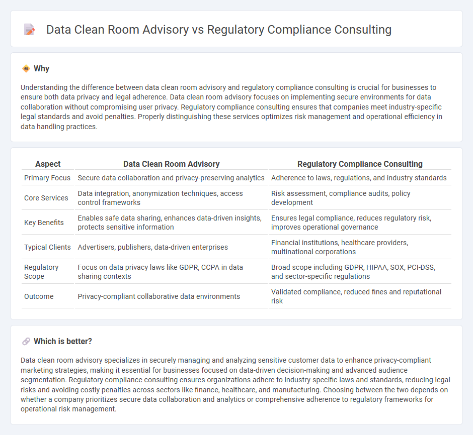 Data Clean Room Advisory vs Regulatory Compliance Consulting in Consulting