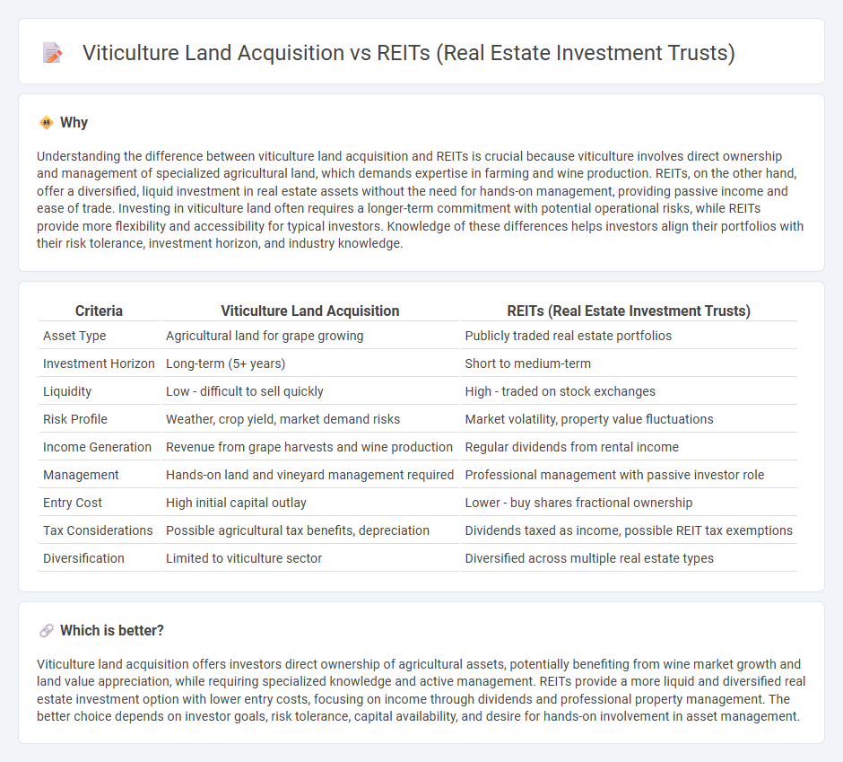 Viticulture Land Acquisition vs Reits (Real Estate Investment Trusts) in Investment