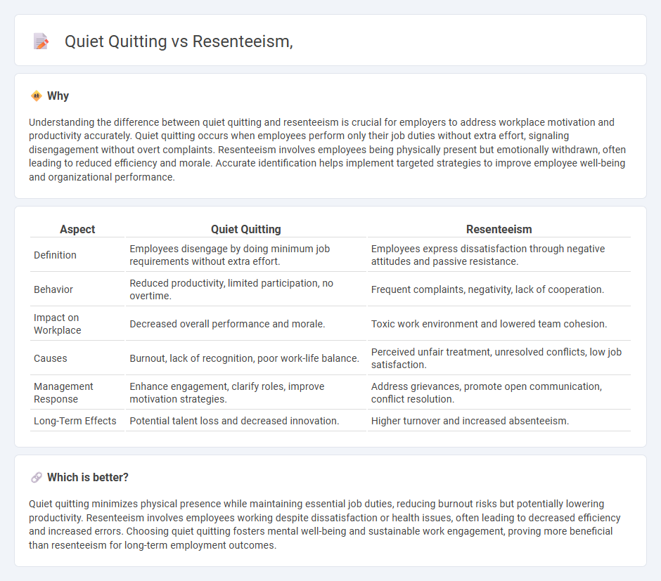 Quiet Quitting vs Resenteeism, in Employment
