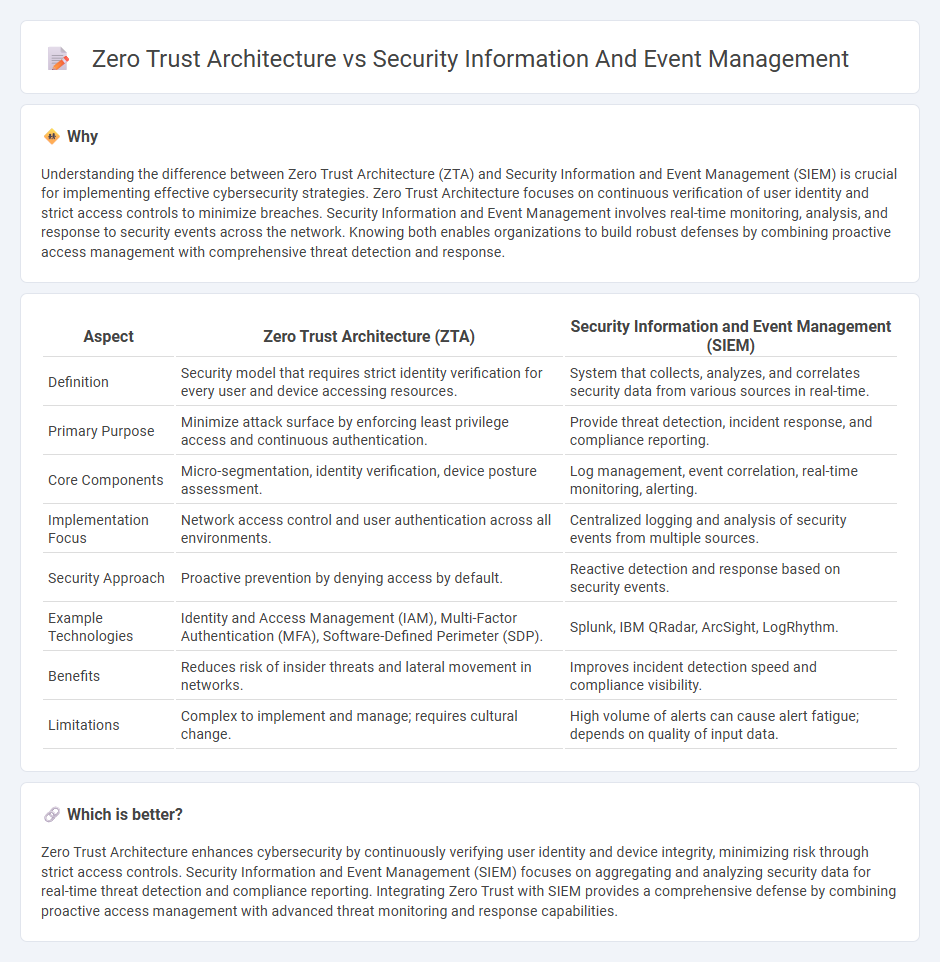 Zero Trust Architecture vs Security Information And Event Management in Technology