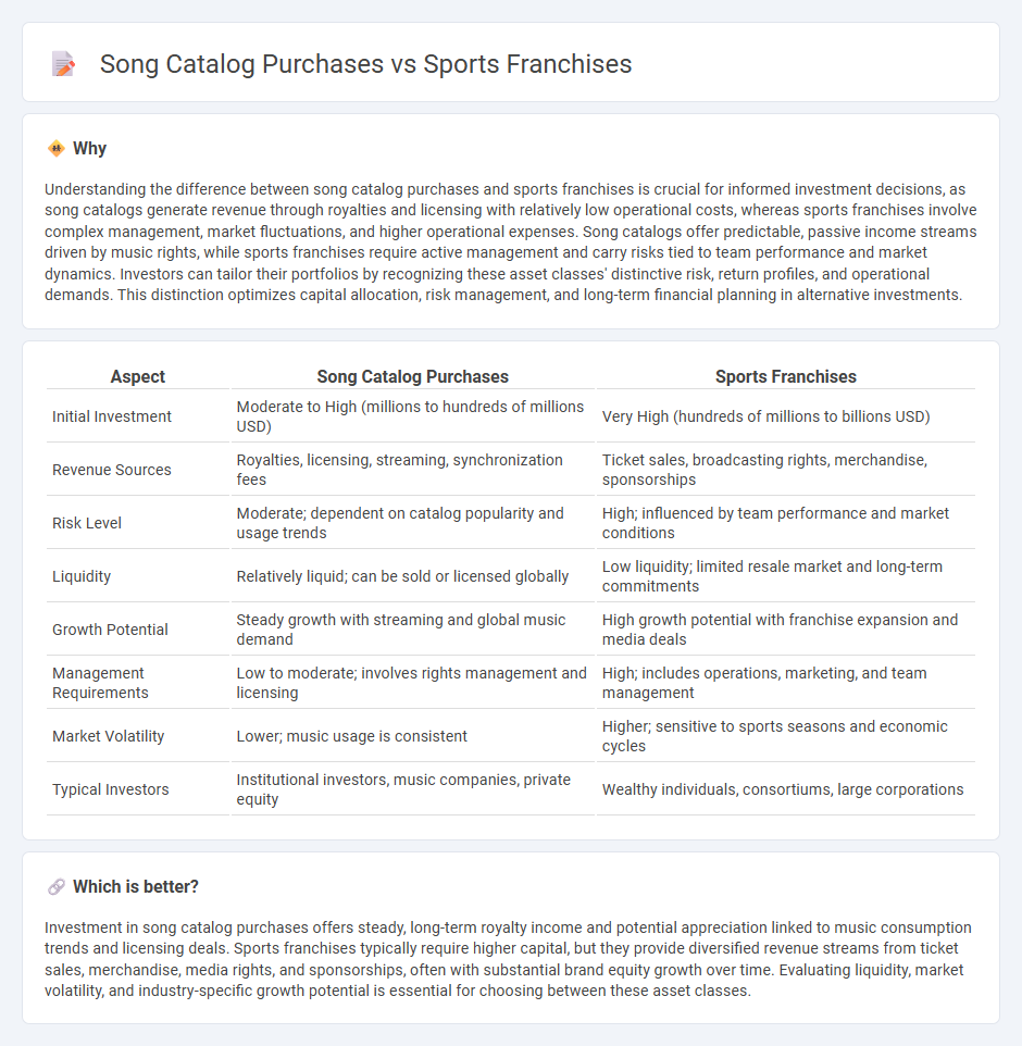 Song Catalog Purchases vs Sports Franchises in Investment