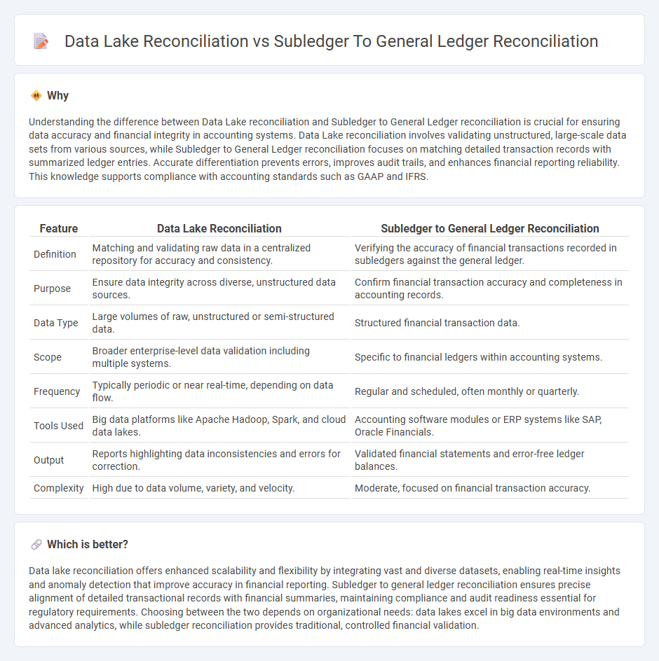 Data Lake Reconciliation vs Subledger To General Ledger Reconciliation in Accounting