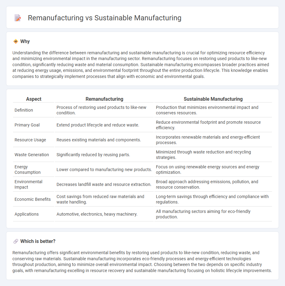 Remanufacturing vs Sustainable Manufacturing in Manufacturing