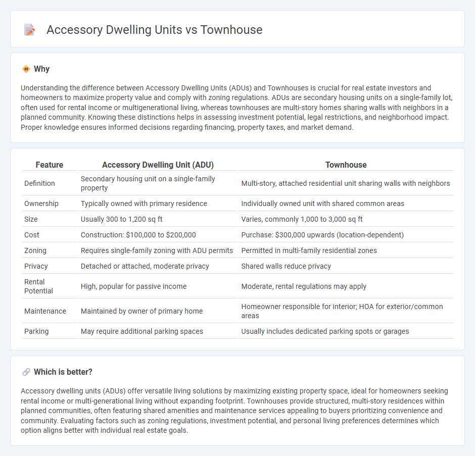 Accessory Dwelling Units vs Townhouse in Real Estate
