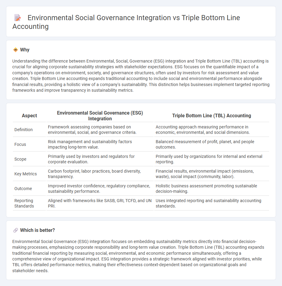 Environmental Social Governance Integration vs Triple Bottom Line Accounting in Accounting