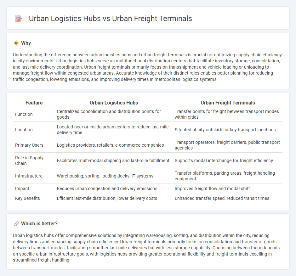 Urban Logistics Hubs vs Urban Freight Terminals in Logistics