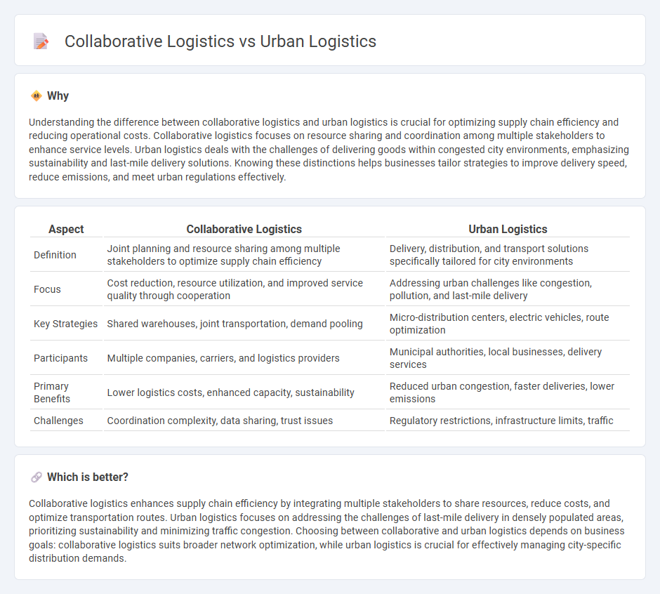 Collaborative Logistics vs Urban Logistics in Logistics