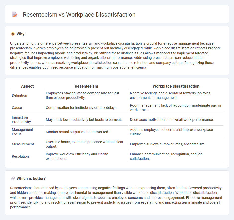 Resenteeism vs Workplace Dissatisfaction in Management